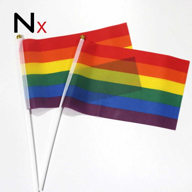 

Nuoxin 14*21cm Mini Rainbow Lgbt gay pride Hand Waving Flag With fast delivery, Rainbow color