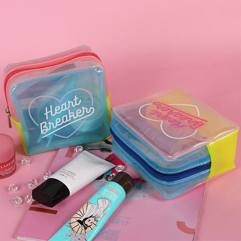 
New Arrival Customized Colorful PVC cosmetic bag logo printing jelly makeup artist bag 