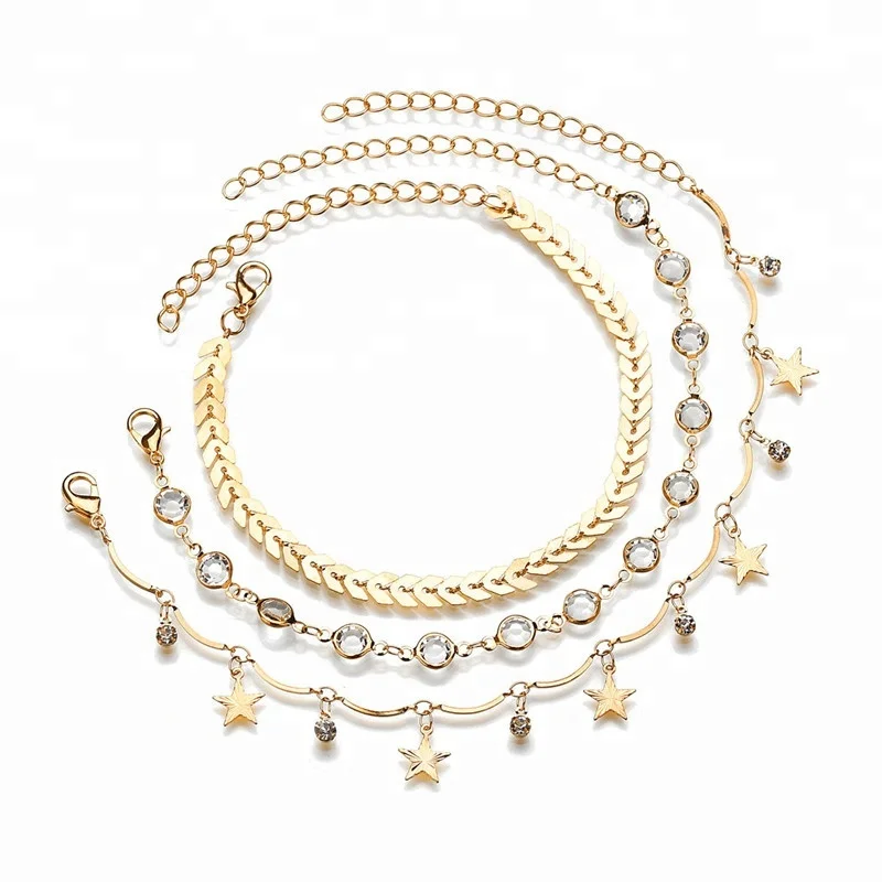 
Gold Chain Anklet Set Chain Anklets For Women Summer Beach Holiday Anklet Jewelry 