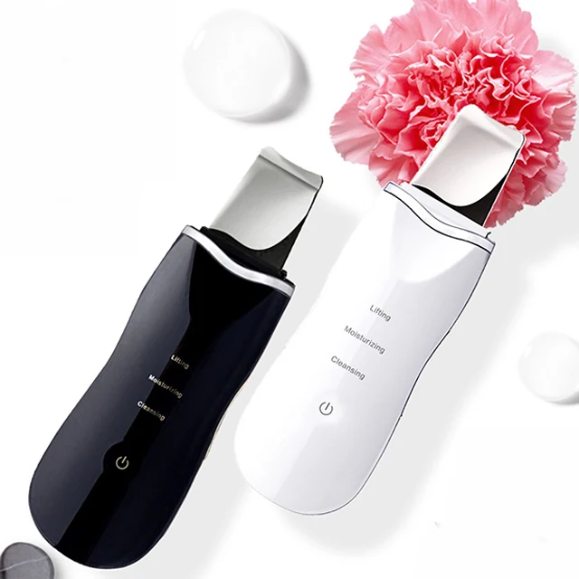

Dropshipping skin care cleaner dead skin remover ultrasonic skin scrubber, Black, white
