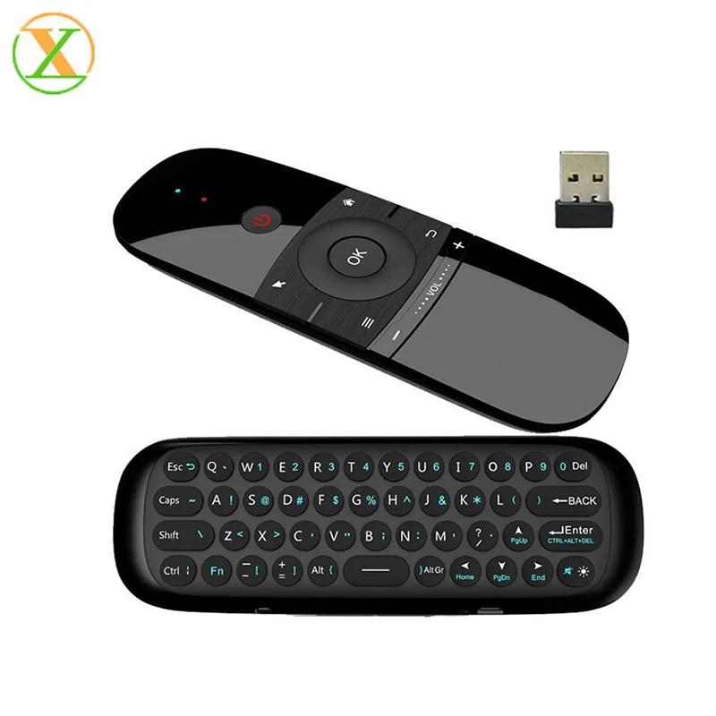 

New Original W1 Keyboard Mouse Wireless 2.4G Fly Air Mouse Voice Control Rechargeable Mini Remote Control, Black