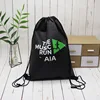 Light Running Gym Small Black Non Woven Backpack Bag Custom Drawstring Pouch