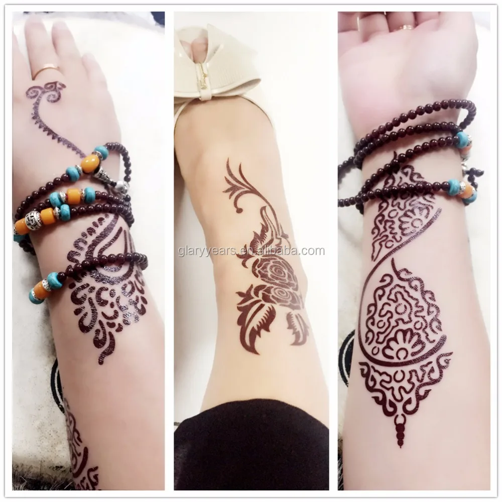 

Custom Special Brown Henna Indian Body Tattoo Stickers Ink, Black / white / brown / customized