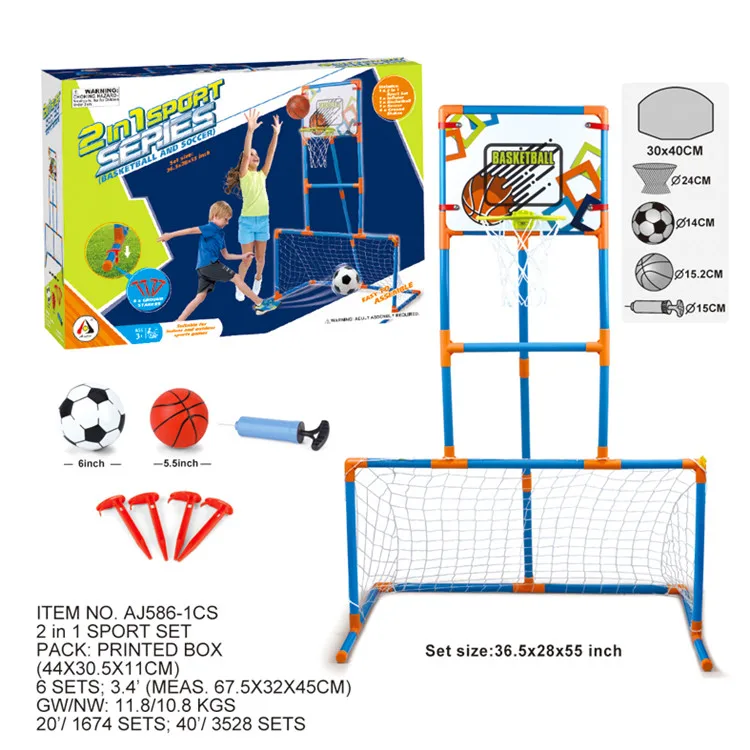 FiGoal 2IN1 Basketball Hoop and Soccer Net in One Set Portable Exercise Set for Kids for Indoor Outdoor Basketball Game Soccer Goal Toy 
