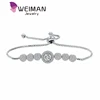 New Arrival Largest 10mm Round Setting Cubic Zirconia CZ Adjustable Bolo Bracelets for Women in Rose Gold / Silver