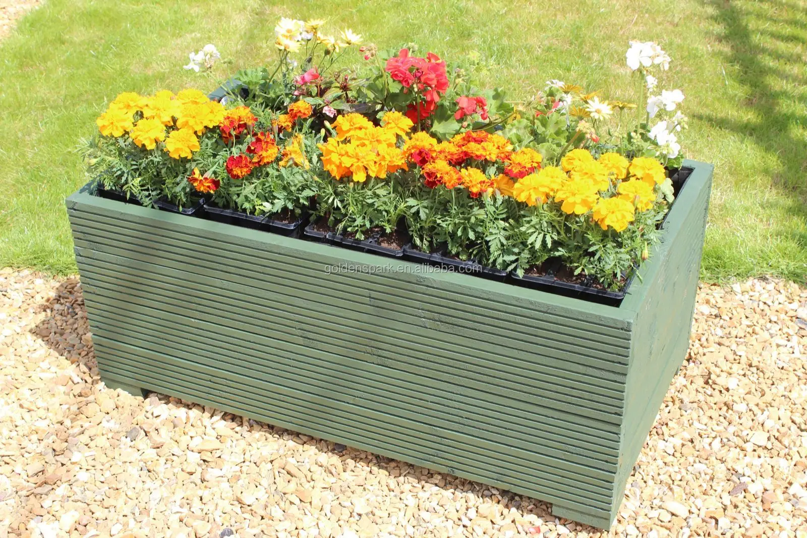 1 Metre Large Wooden Garden Planter Trough Painted In Cuprinol Green Decking Buy Wood Water