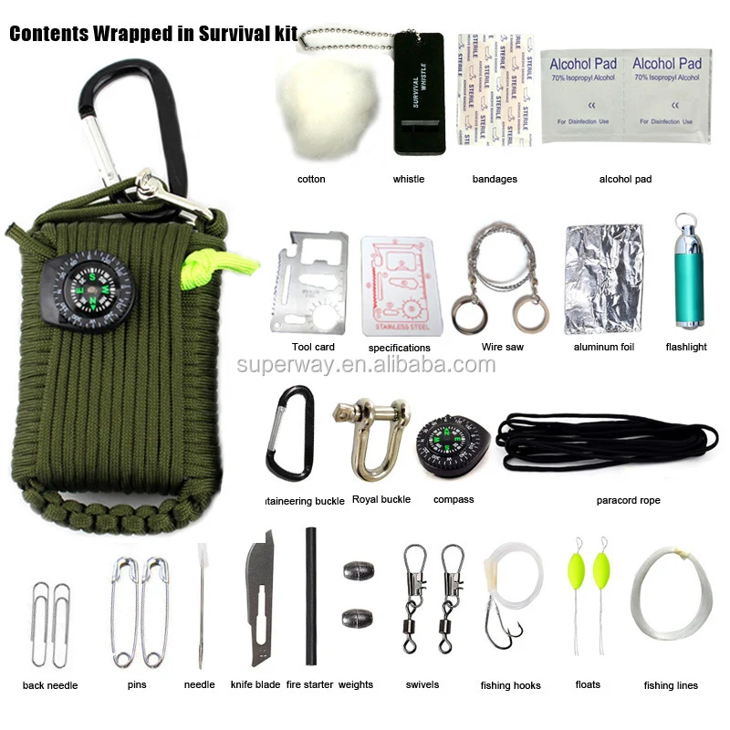 

19-in-1 Handmade Emergency Tactical Survival Gear Wilderness Survival-Kit outdoor Paracord Bracelet