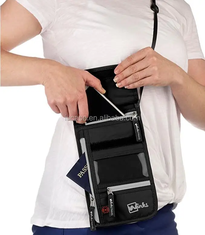 Rfid Blocking Nylon Airport Id And Ticket Wallet With Lanyard Buy