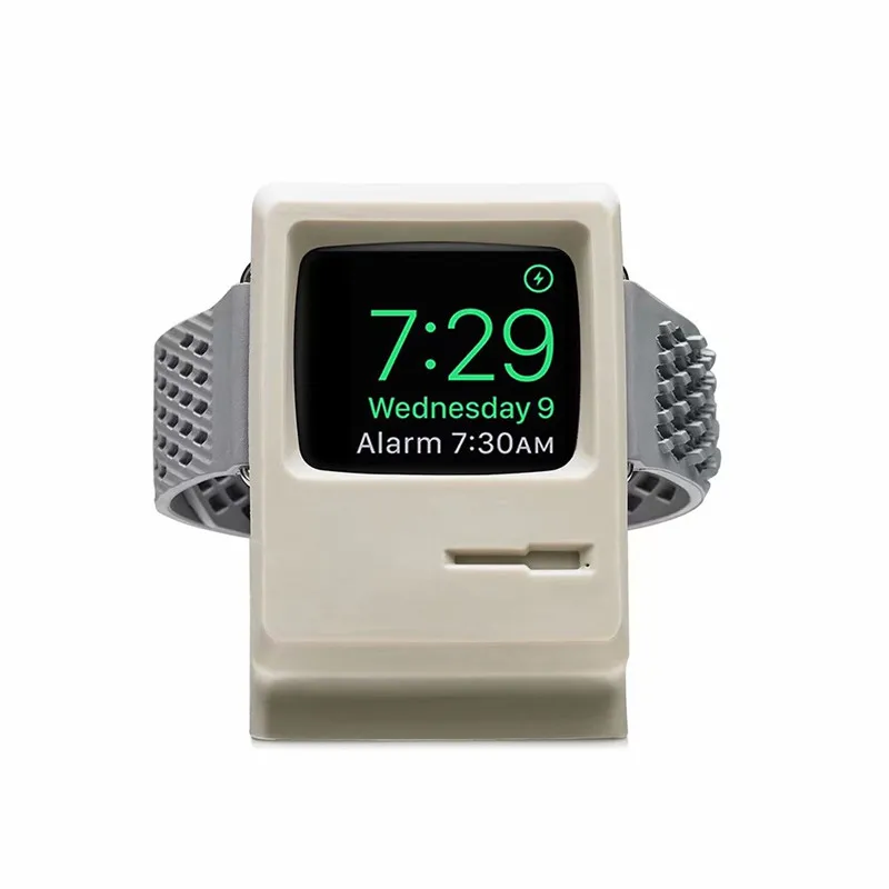 

for apple watch band 4 3 2 1 silicone charging holder retro computer style