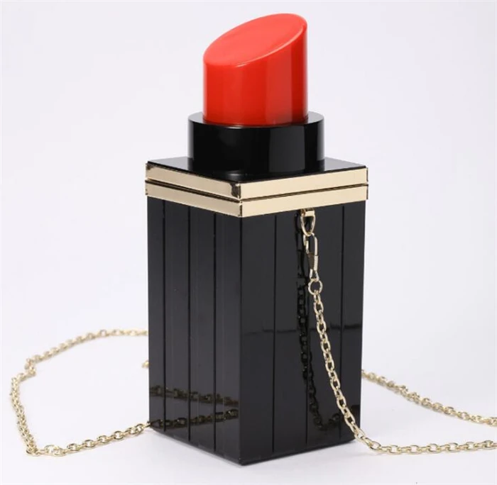 Unique Fashion Lip Crossbody Evening Bag Ladies Acrylic Lipstick Tube Clutch Purse Handbag Buy