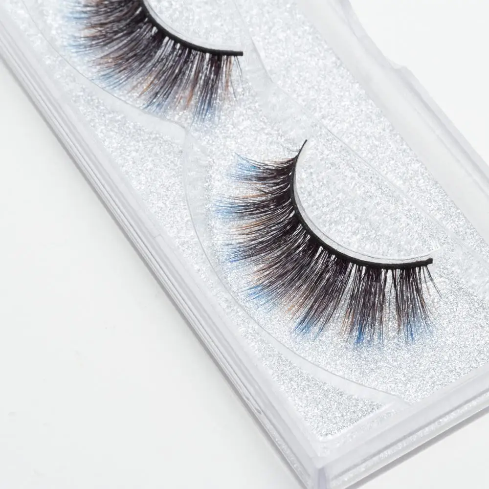 

Seashine 3d silk eyelash colorful 16 style blue red brown lashes accept private label synthetic eyelash with label, Natural black;others can be customized