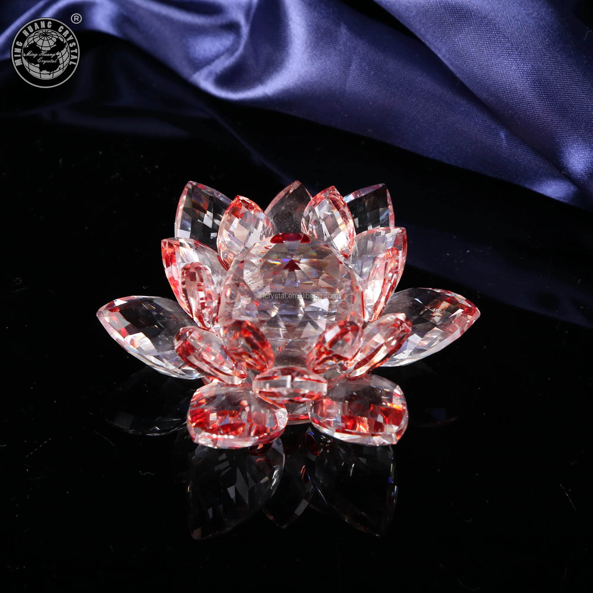 红色玻璃水晶莲花 mh-h0127