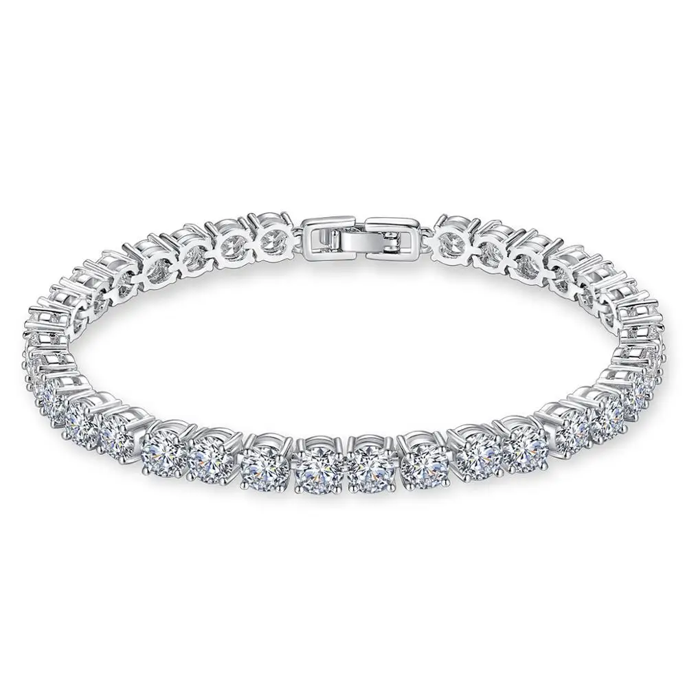 

LUOTEEMI Women Luxury Jewelry Classic Design AAA+ Round 0.5 Carat Cubic Zircon Diamond Tennis Bracelet