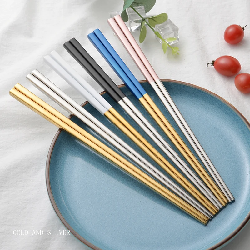

High quality Japanese Sushi 304 Stainless Steel Chopsticks Sushi with custom logo, Silver/gold/coppr/black/rainbow