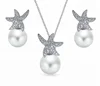Customized Sterling Silver starfish pearl jewelry set for women