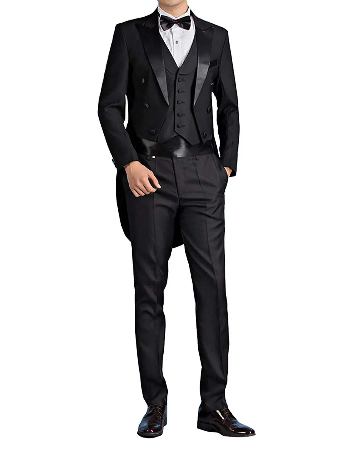 Buy JYDress Mens Suit Premium Tail Tuxedo 3pc Tailcoat Suit in Gray ...