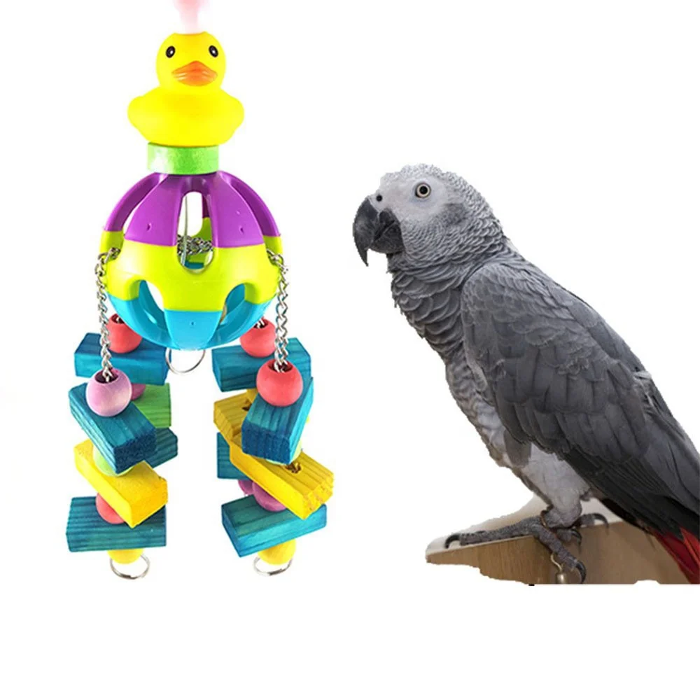 Bird Wood Chew Toy With Bell For Parrot Macaw African Greys Eclectus
