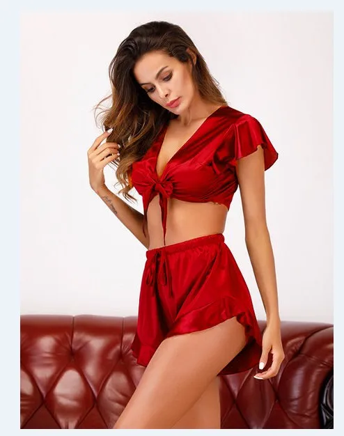 

Hot Women Sexy Lingerie As Sleepwear/ Deep V Design Pajamas