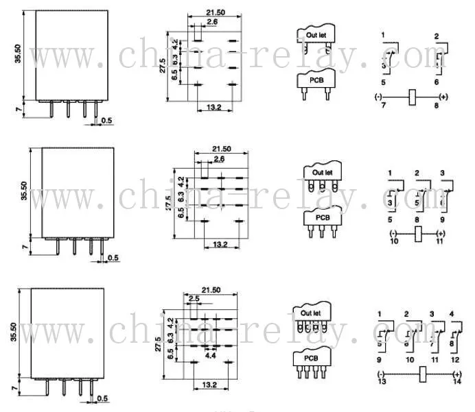 High Quality Hh52p Dpdt 5a My2 Relay Dc24v Geranel Purpose