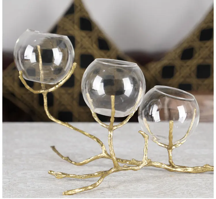 Metal Tree Branch Candle Holder Candle Jars With Clear Glass Tealight Candle Holders For Party