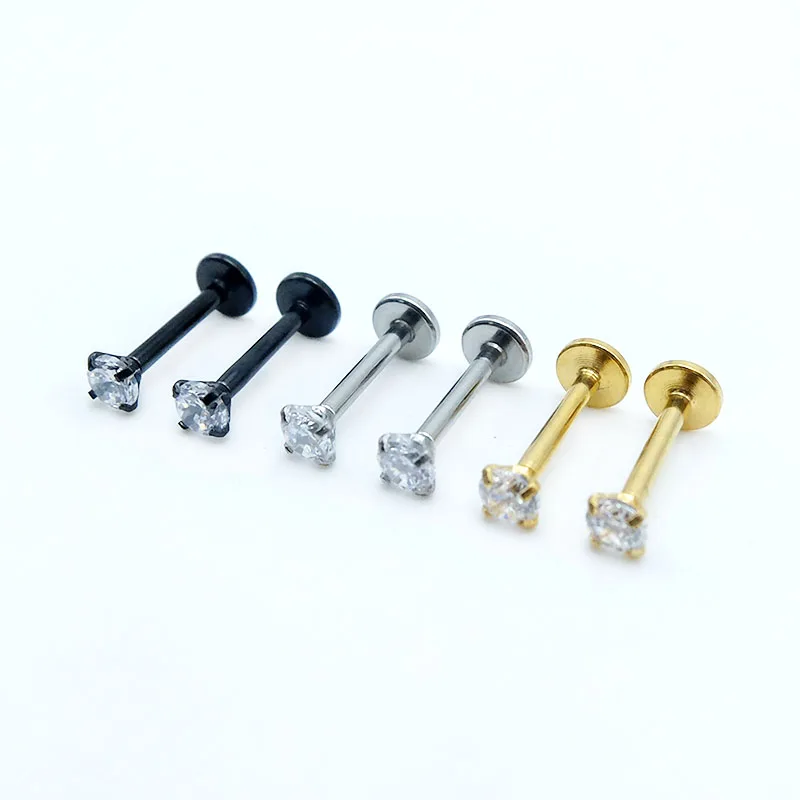 

316L stainless steel labret piercing body jewelry Lip Stud Ring Tragus Cartilage Body Jewelry, Steel,gold,black,blue...