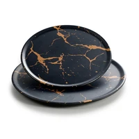 

Wholesale Round Melamine Charger Black Marble Plate