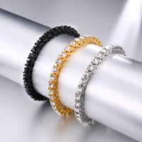 

Hip Hop Bling Iced Out Cubic Zirconia Link Chain Bracelet Jewelry Gold Diamond Tennis Bracelet