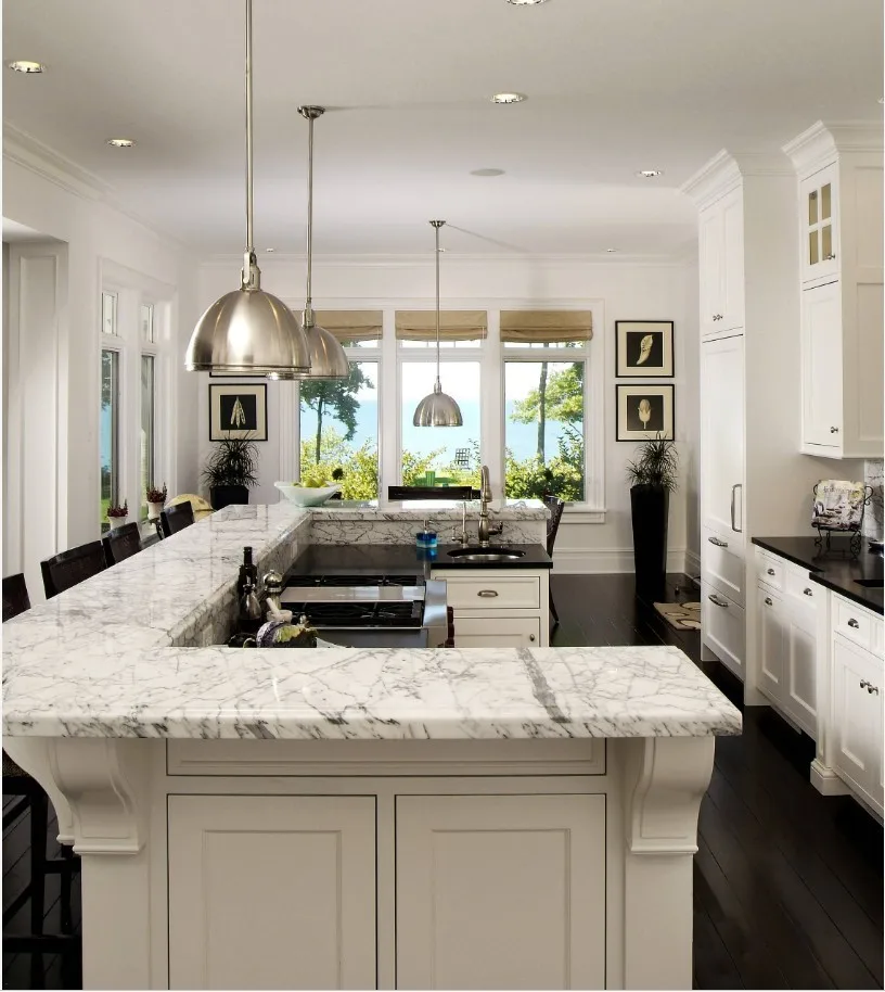 U Shape Island Traditional Kitchen For Openplan Kitchen White