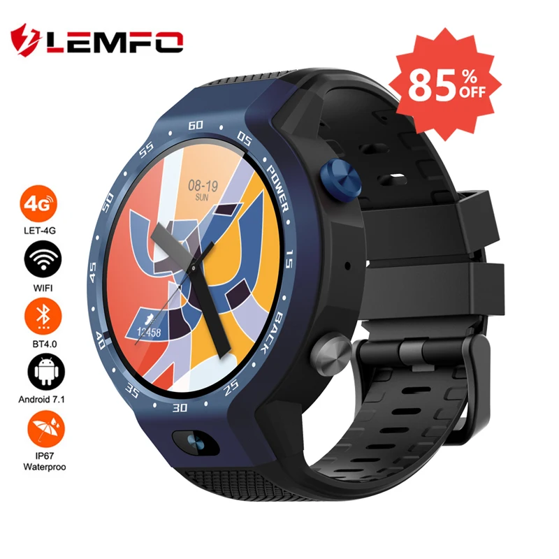 

LEMFO LEM9 Smart Watch Phone Android 7.1 1GB + 16GB Support SIM card GPS WiFi Wrist Smartwatch 4G watch For Men Women, Bule/grey