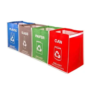 manufacturer custom separate recycling waste bin bags PP polypropylene woven sorting bag