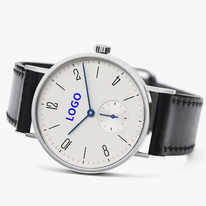 

Classical Black Leather Band White Minimalist Simple Face Sub Dial Working Man Casual Modern Analog Quartz Western Watch