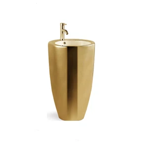 gold round bathroom sink moderen pedestal basin