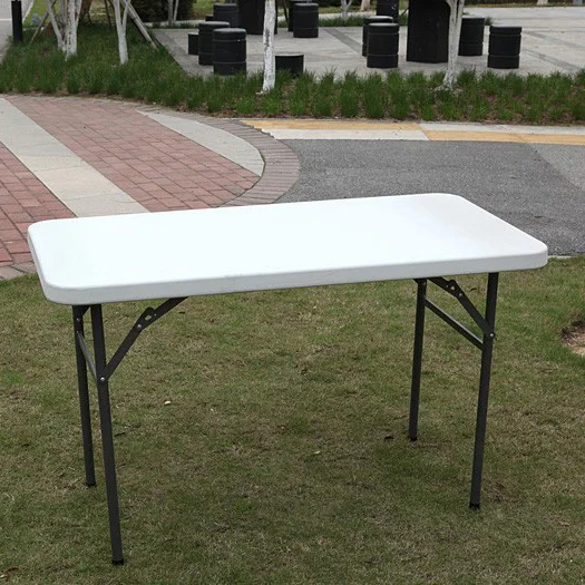 
HDPE folding plastic outdoor dinning table cheap long folding table with metal tube 