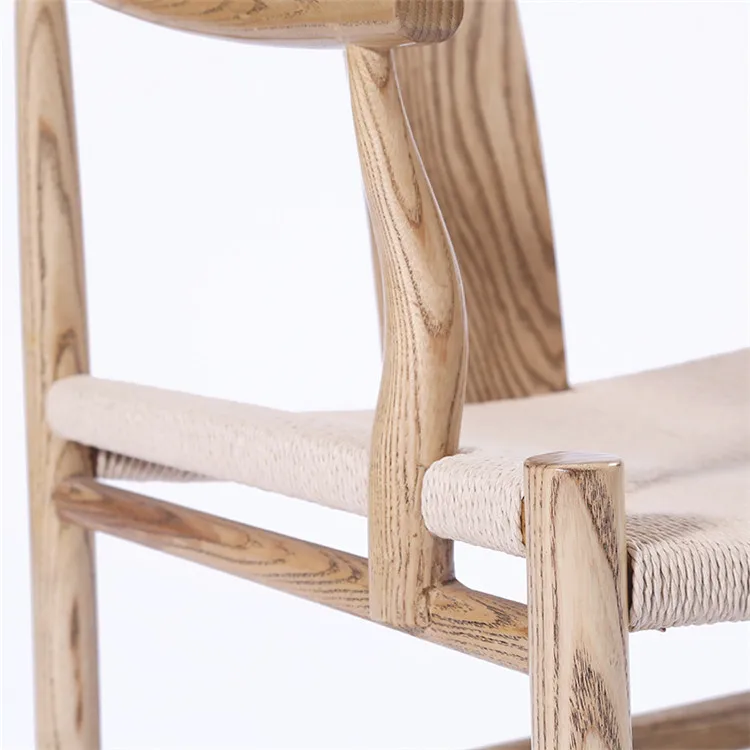 Chinese Style Wooden Chair With Rope Seat For Restaurant Dining