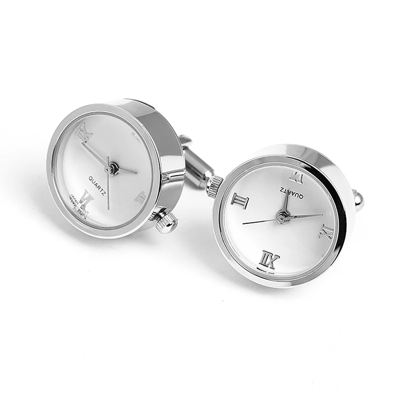 

Men's fashion watch movement cufflinks for men, Silver, white color