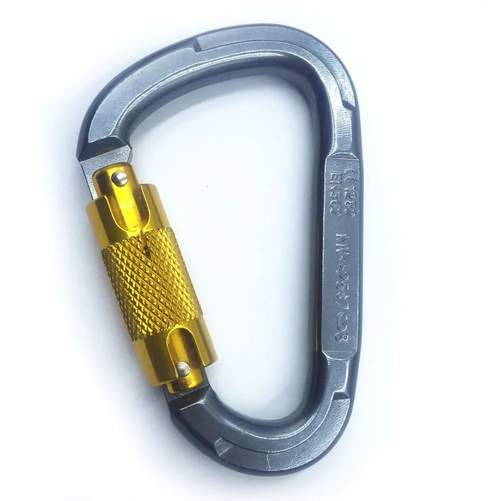 BT-2458 D Shaped Colorful Tensile Aluminum 25KN Carabiner for Climbing Auto Locking Carabiner Spring Gate