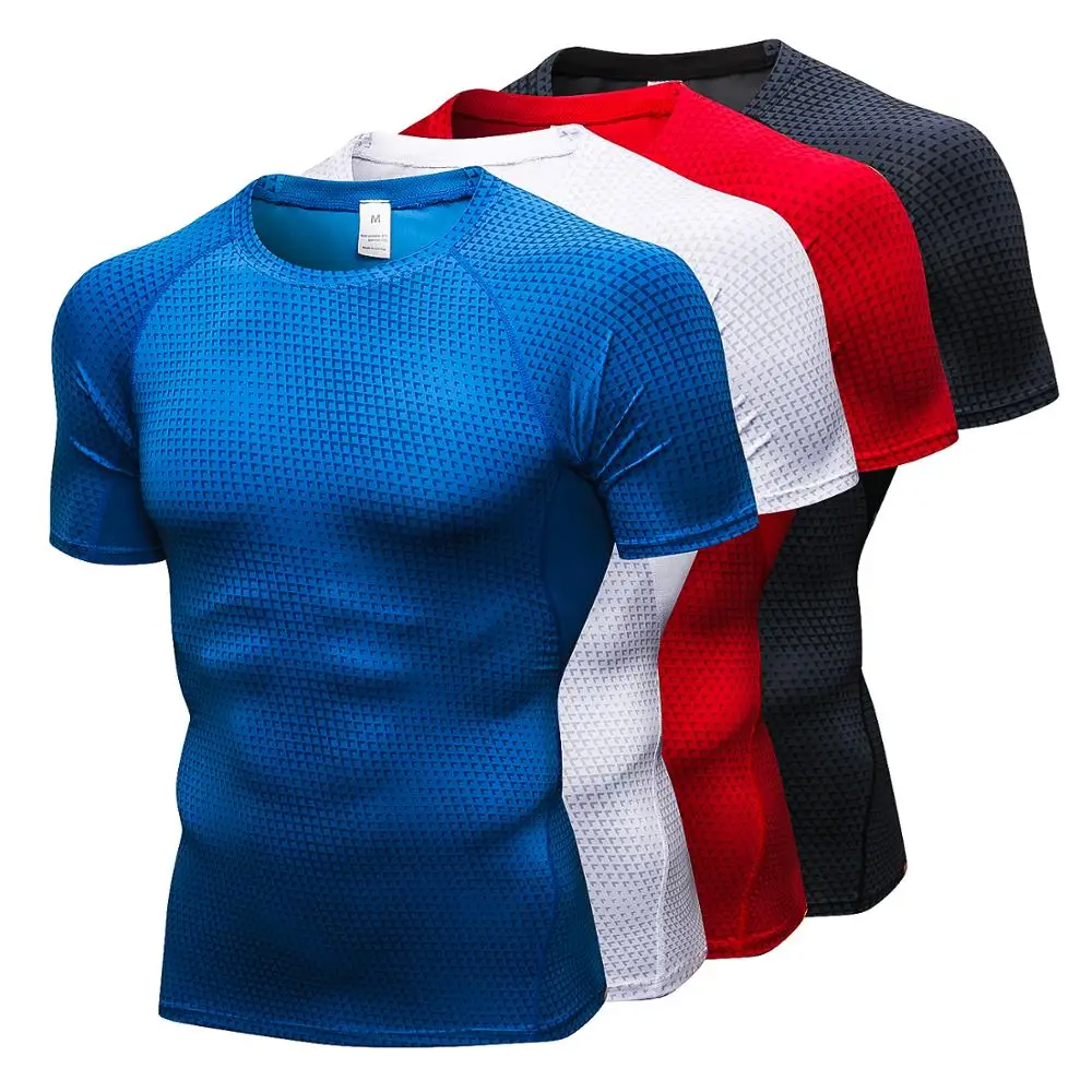 

2019 New Arrival Men's Workout Sportswear Fitness Dry Fit Running Compression Clothing Sweat Sports Soccer Jersey Gym T-Shirts, 7 colors