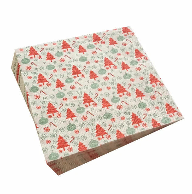 Compressed Merry Christmas New Year Paper Napkin Printed Serviettes ...