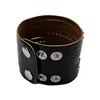 Unisex Adjustable Wide Leather Bracelet Bangle Cuff With Diamond
