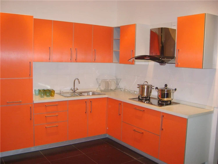 2019 New products high gloss orange kitchen cabinet