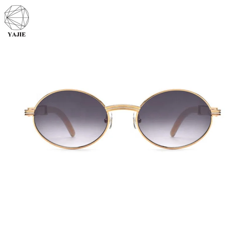 

YJ 2019 ox horn sunglasses luxuriant in design gold metal frames ox-horn temple polarized lens Custom UV400 sun glasses unisex