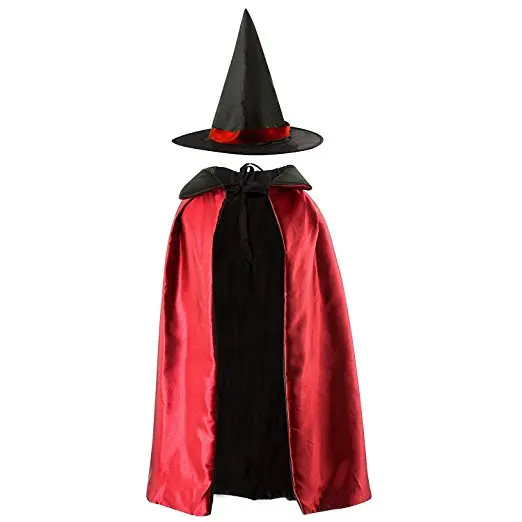 
Kids Halloween Christmas Party Cloak With Hat Reversible Witch Capes Cosplay Costume 