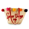 wholesale girls natural straw bucket beach bag straw crossbody bag small reusable straw bag