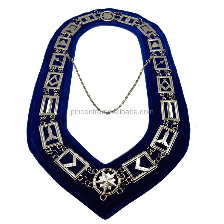 Masonic Collar DELUXE RHINESTONE PAST MASTER BLUE Backing DMR-200SBRS 