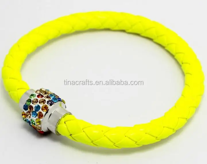 

Wholesale Fashion Jewelry yellow Braid PU Leather Chain charm Bracelets & Bangles fitsEuropean DIY Women Jewelry, N/a