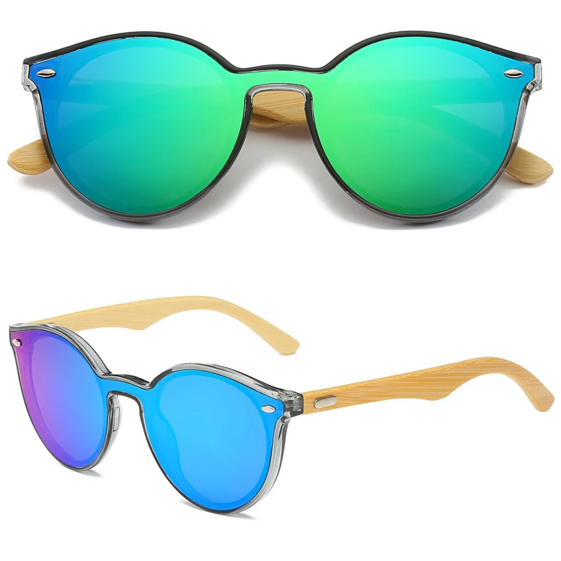 

New one- piece lenses fashion bamboo wood sunglasses 2019 for women
