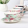 European bone China coffee cup set with English red tea cup and saucer