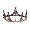 European Baroque Rhinestone Crown Handmade Round Red Crown Tiara Bead Dress Matching Crown