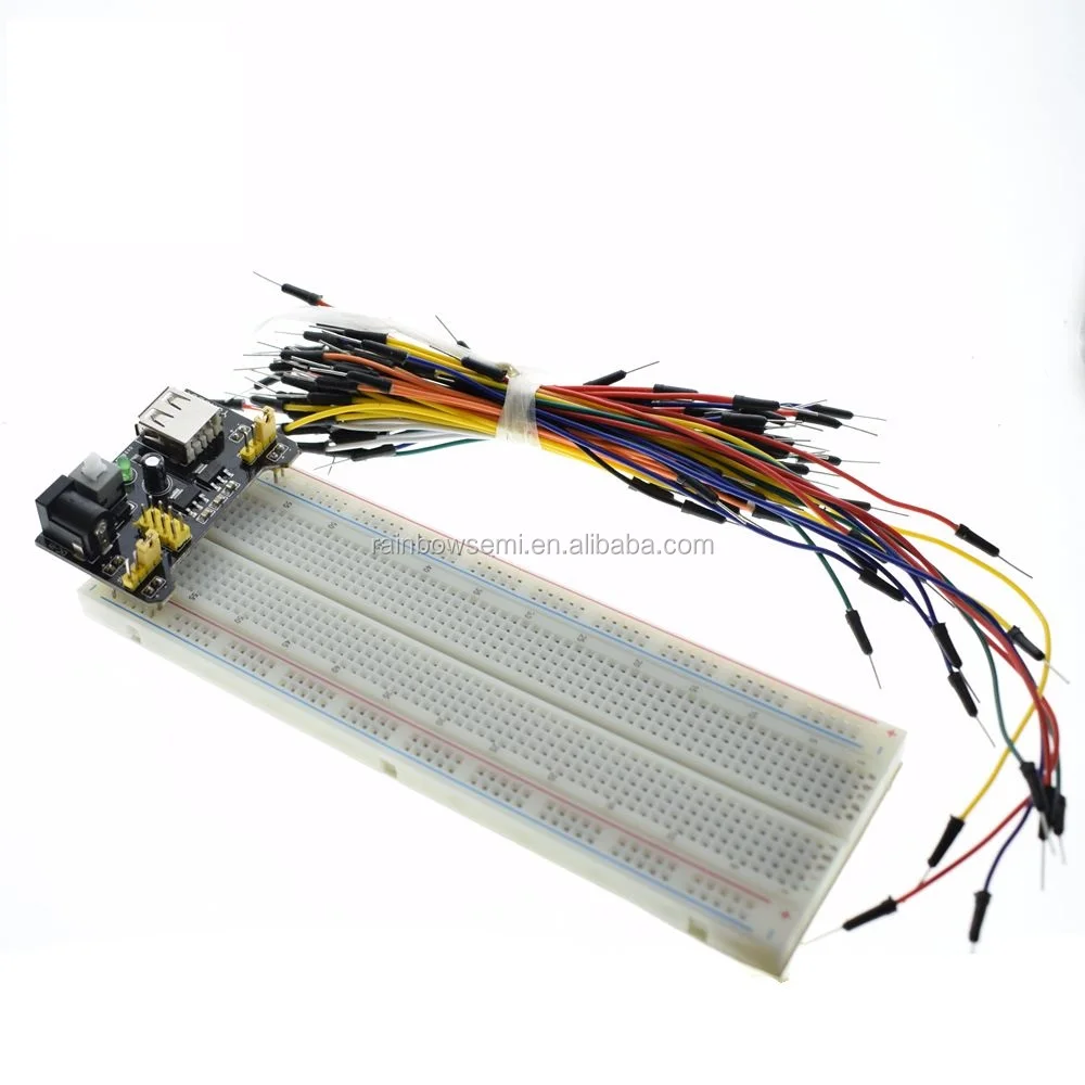 MB102 830 Point Solderless PCB Breadboard+65pcs breadboard jumper wires ...