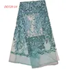 Top class 3d lace fabric beads bridal pretty tulle lace fabric teal lace fabric embroidery for big occasion 760